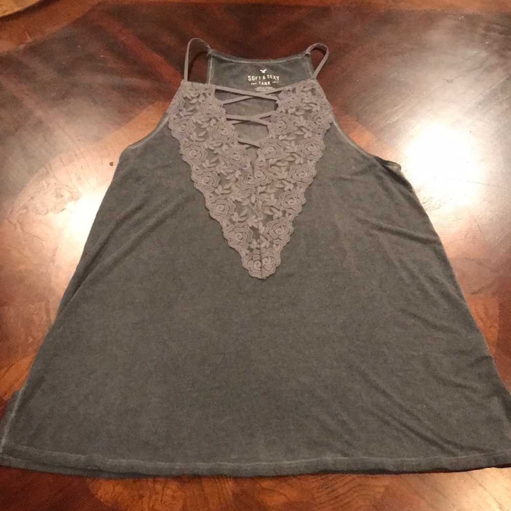 Charcoal grey racerback tank top